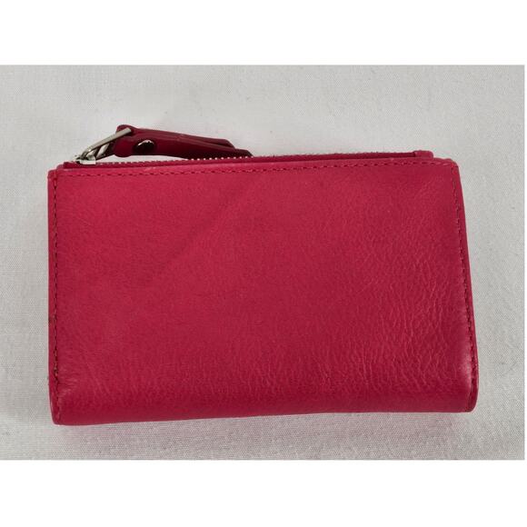 FOSSIL Women's Trifold Wallet - Vibrant Pink with Metal Plate - Picture 2 of 12